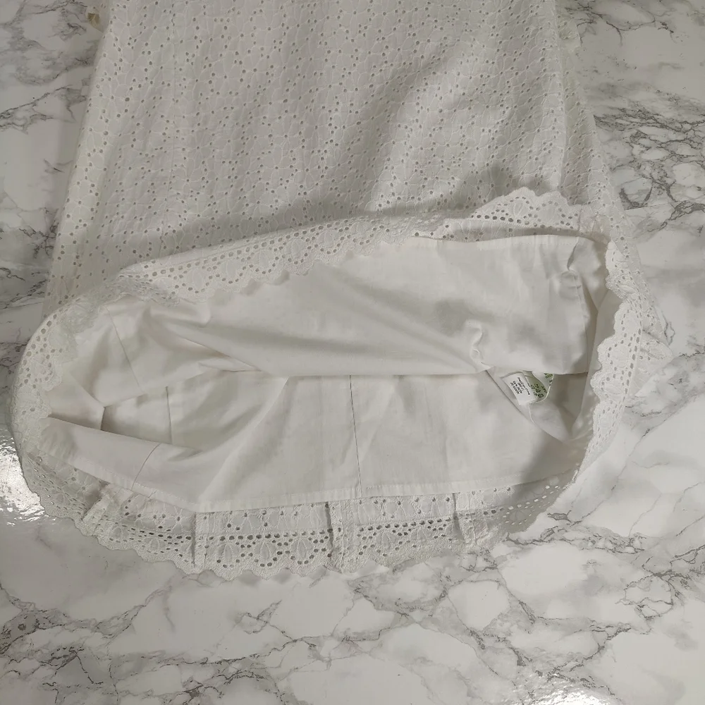 Lilly Pulitzer Tilsbury Dress In White Eyelet Lace Size 8 - Picture 9 of 11